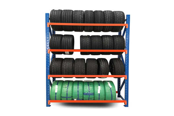 Tyre racking filled with tyres