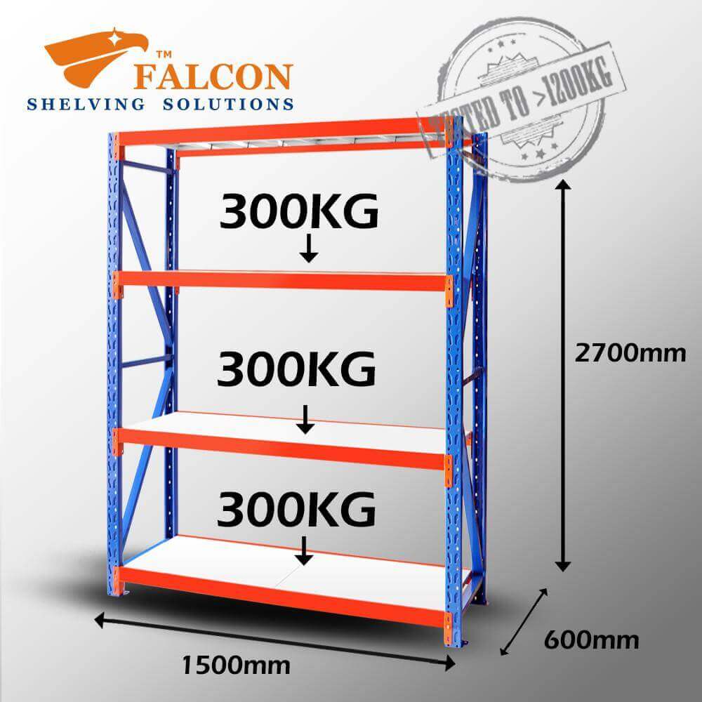 Heavy Duty Shelving 1.5mWx0.6mDx2.7mH Starter 300Kg/L