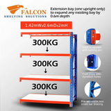 Heavy Duty Shelving 1.5mWx0.6mDx2.0mH Addon 300Kg/L
