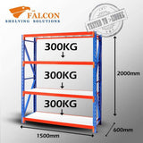 Heavy Duty Shelving 1.5mWx0.6mDx2.0mH Starter 300Kg/L