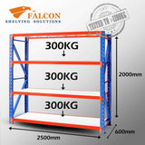 Heavy Duty Shelving 2.5mWx0.6mDx2.0mH Starter 300Kg/L