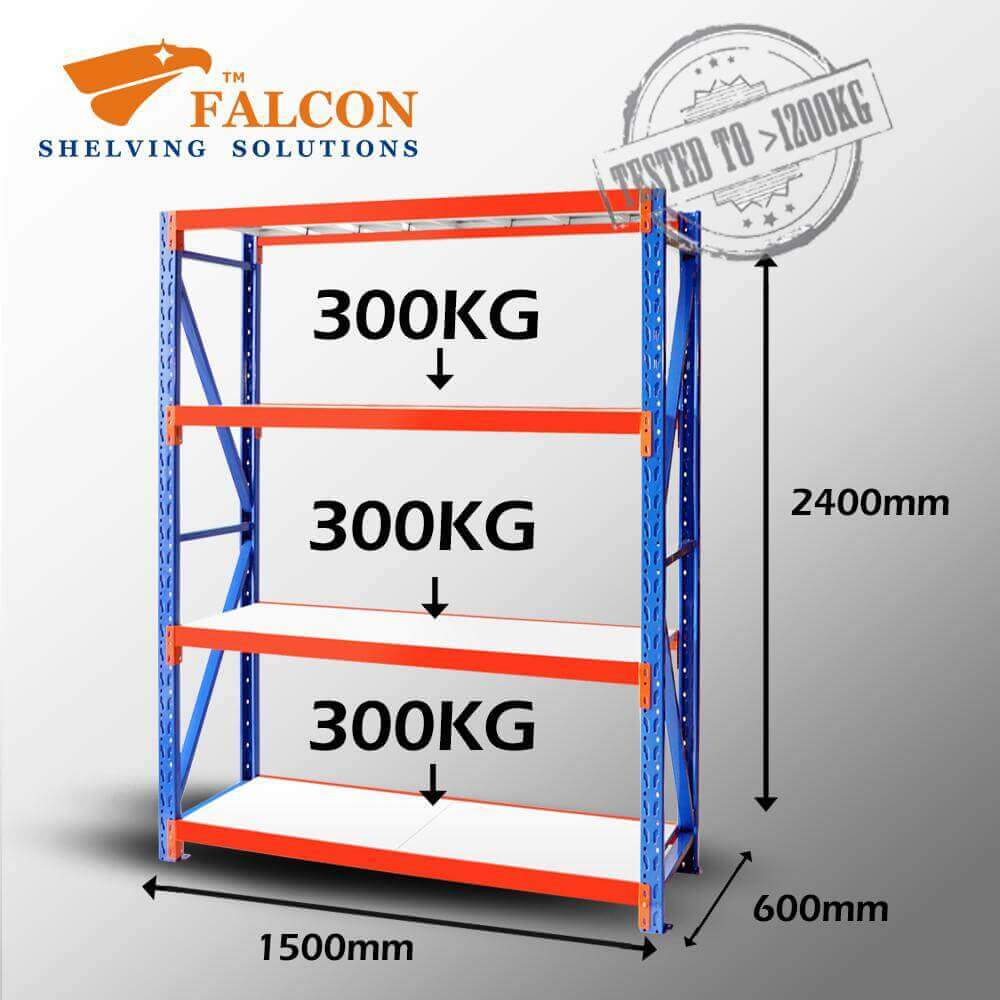 Heavy Duty Shelving 1.5mWx0.6mDx2.4mH Starter 300Kg/L