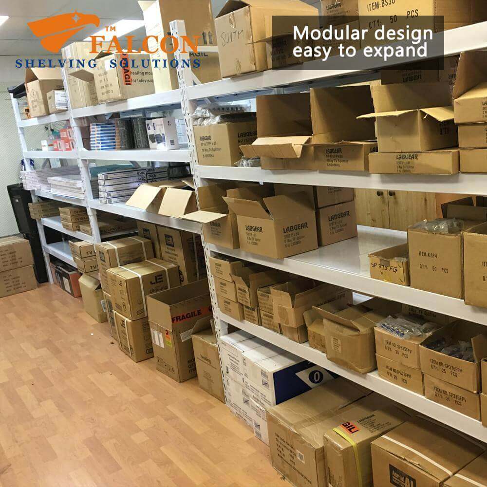 Carton storage using standard duty longspan shelving