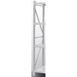 White upright metal storage shelving unit with multiple adjustable shelves