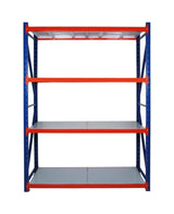 Standard shelving unit with 8 orange beams