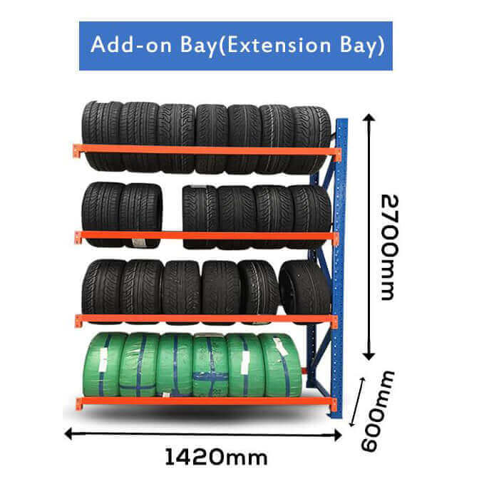 Tyre Racking 1.5mWx0.6mDx2.7mH Addon 300Kg/L - Falcon Shelving