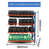 Tyre Racking 2.0mWx0.6mDx2.4mH Addon 300Kg/L