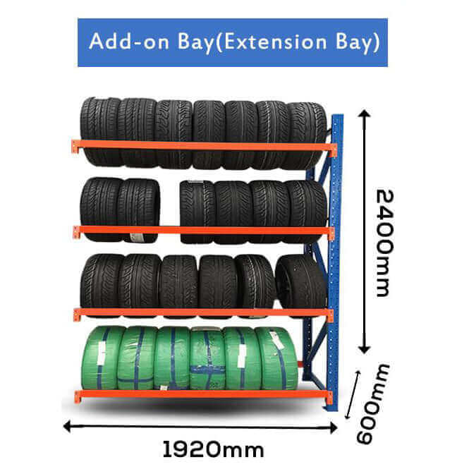 Tyre Racking 2.0mWx0.6mDx2.4mH Addon 300Kg/L