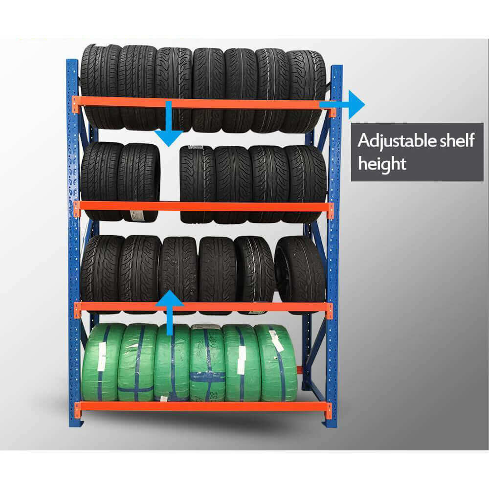 Orange beams can be moved up and down for different sized tyres