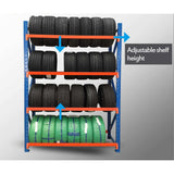 Orange beams can be moved up and down for different sized tyres
