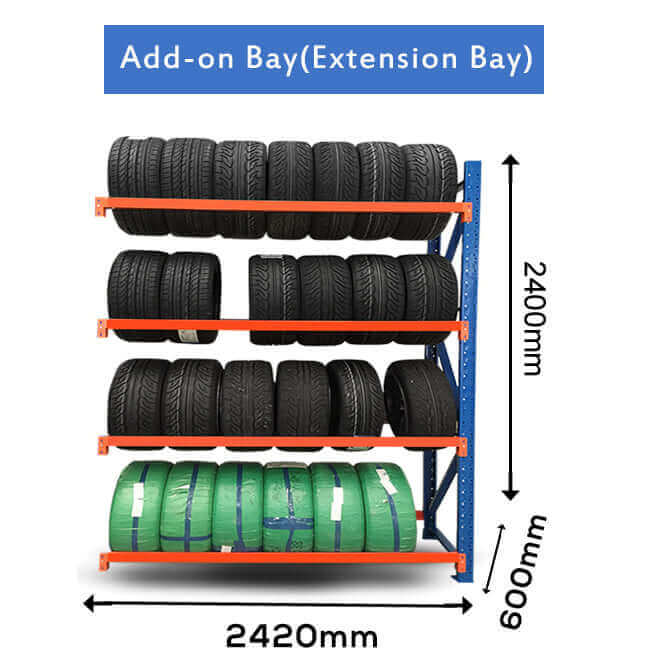 Tyre Racking 2.5mWx0.6mDx2.4mH Addon 300Kg/L