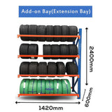 Tyre Racking 1.5mWx0.6mDx2.4mH Addon 300Kg/L
