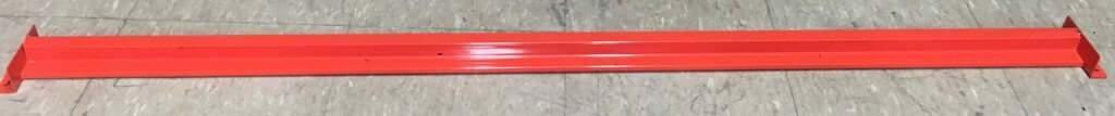 Red heavy-duty long span shelving extra beam for 150 kg load, 1.5m wide on concrete floor